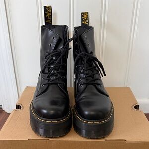 Dr. Martens Jadon Black Combat Boots- Polished Smooth Size 8
